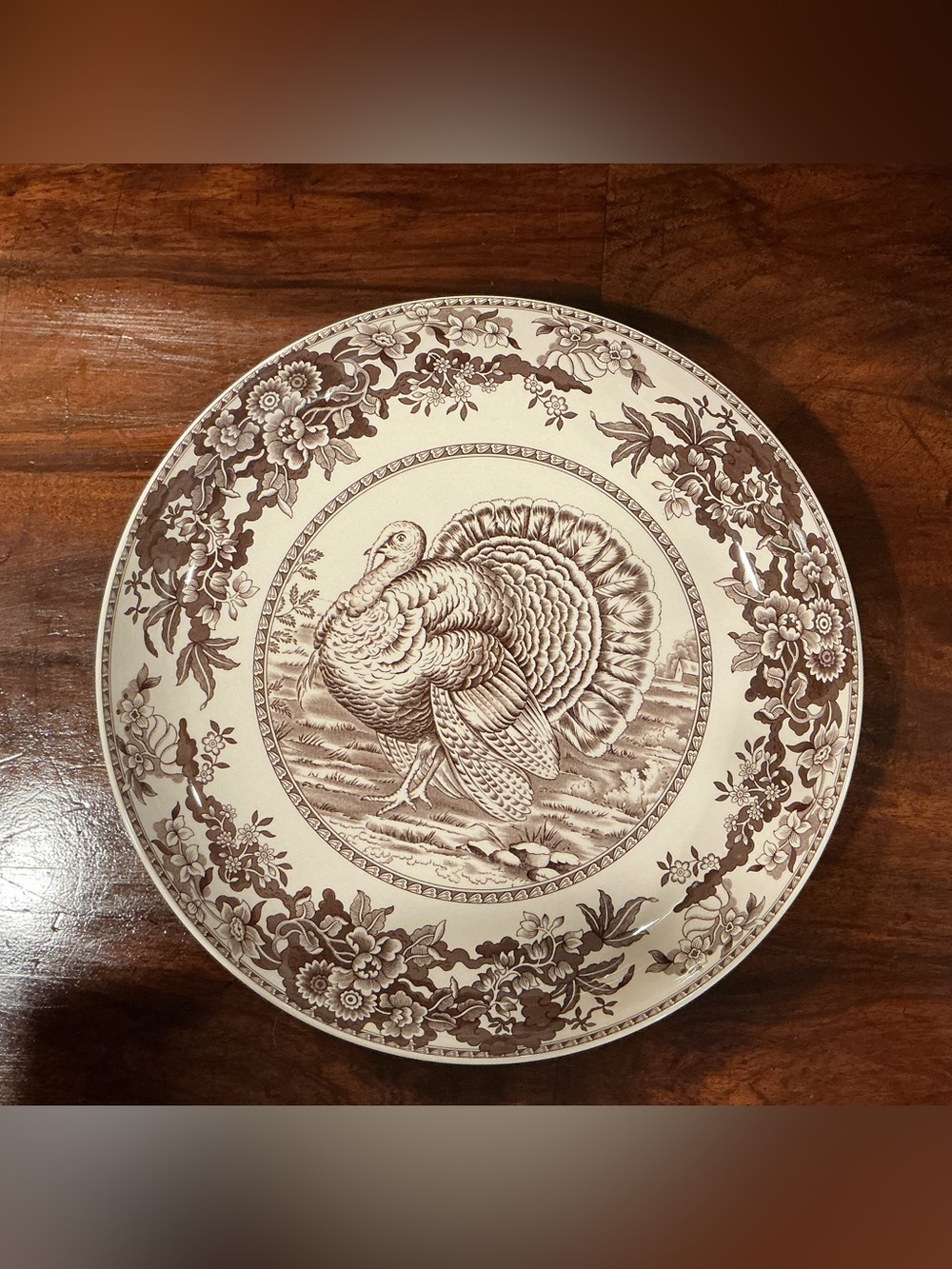Spode Brown and Cream Turkey Dinner Plate